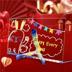 Lavagna per Appunti a LED con 7 Penne Neon – 30 x 20 cm