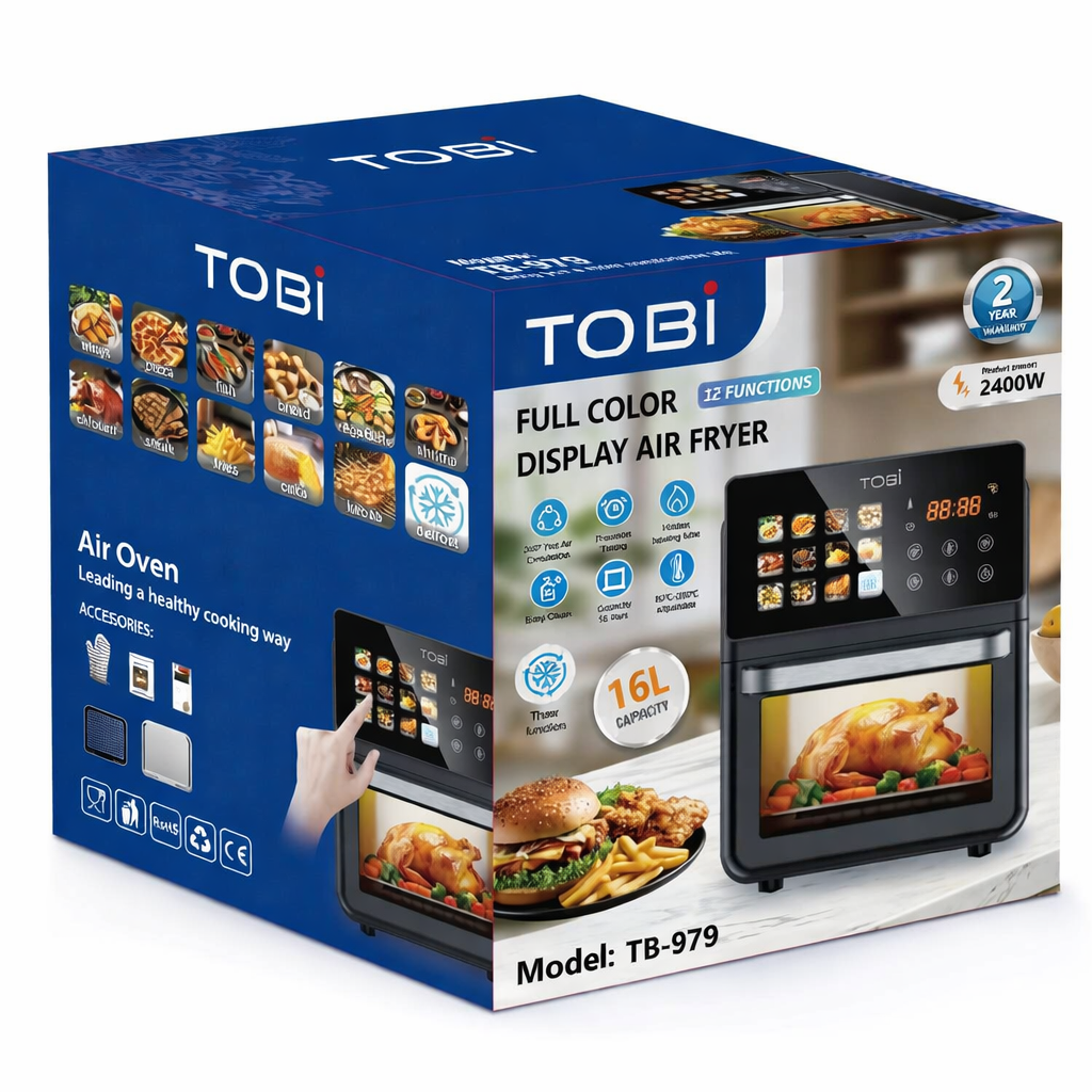 Friggitrice ad Aria 16L 2400W con Display Full Color Touch 12 Programmi Automatici Forno Air Fryer Digitale XXL - immagine 10