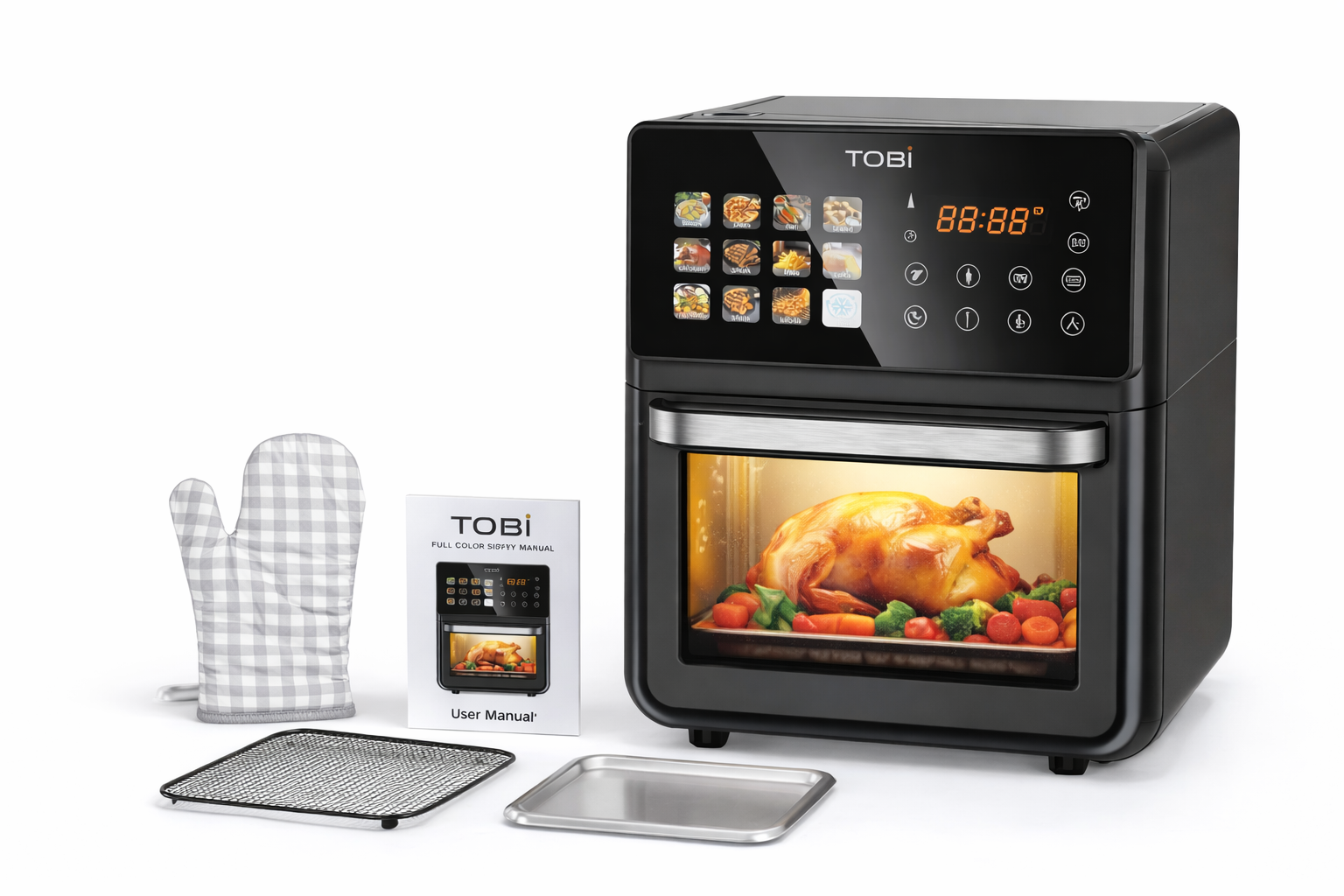 Friggitrice ad Aria 16L 2400W con Display Full Color Touch 12 Programmi Automatici Forno Air Fryer Digitale XXL - immagine 8
