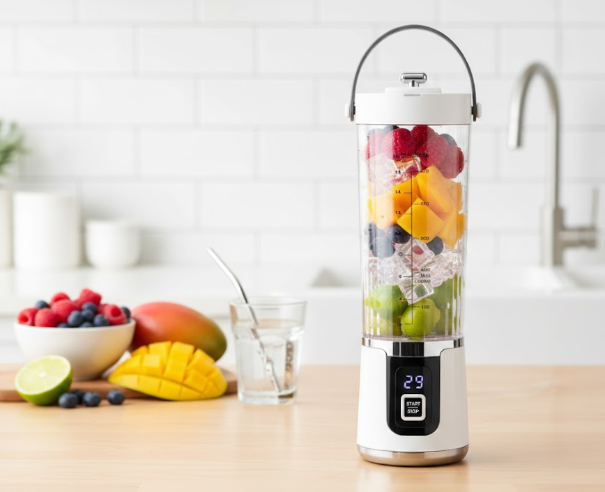 Frullatore Portatile Ricaricabile USB-C 600 ml con Display Digitale e Lame in Acciaio Inox - immagine 3