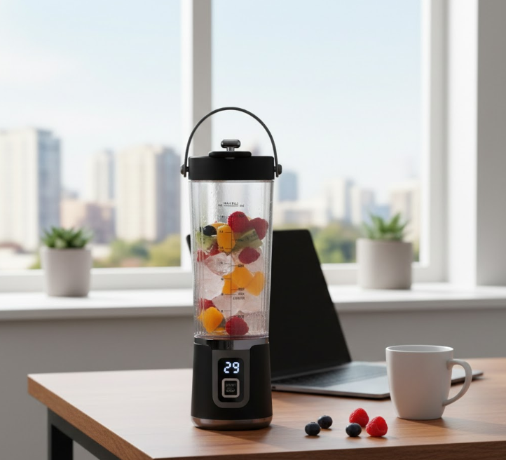 Frullatore Portatile Ricaricabile USB-C 600 ml con Display Digitale e Lame in Acciaio Inox - immagine 4